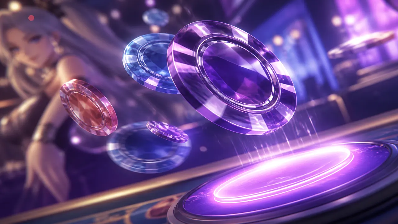 Crystal colour chips flying toward a glowing violet stake — bots-explained