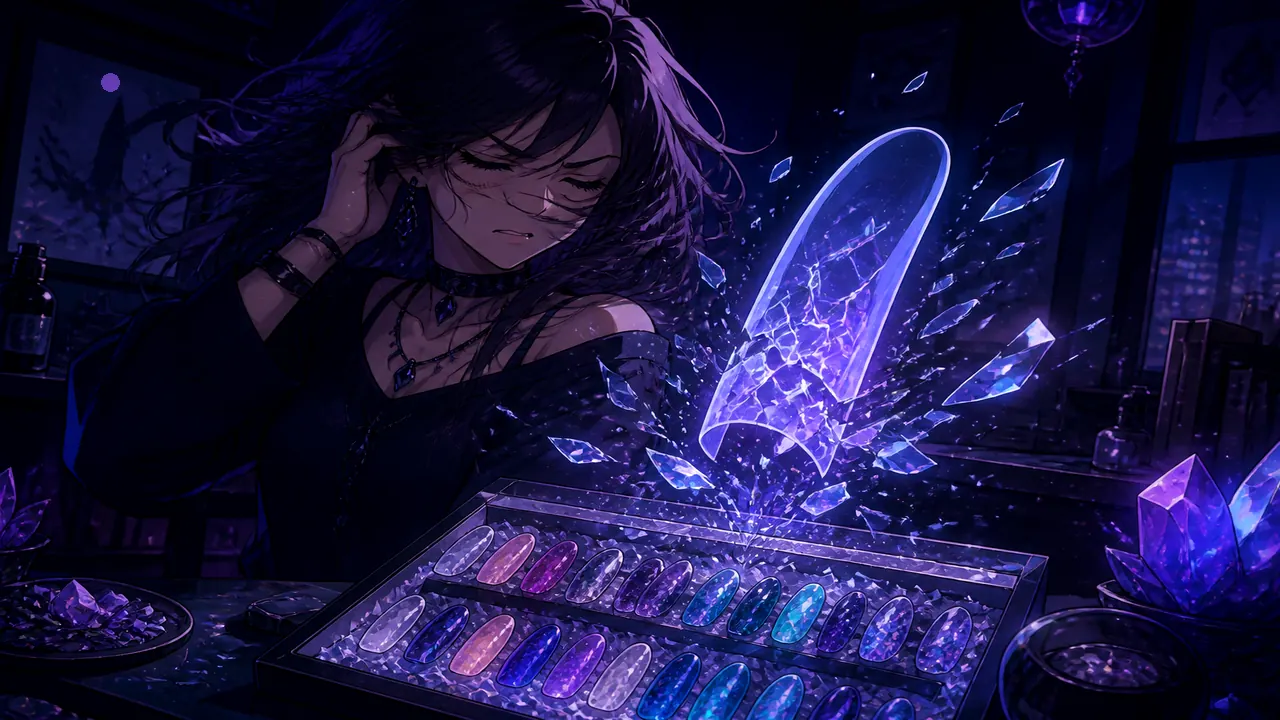 Anime caution scene with cracked fake tip hologram over chips — hack-myth