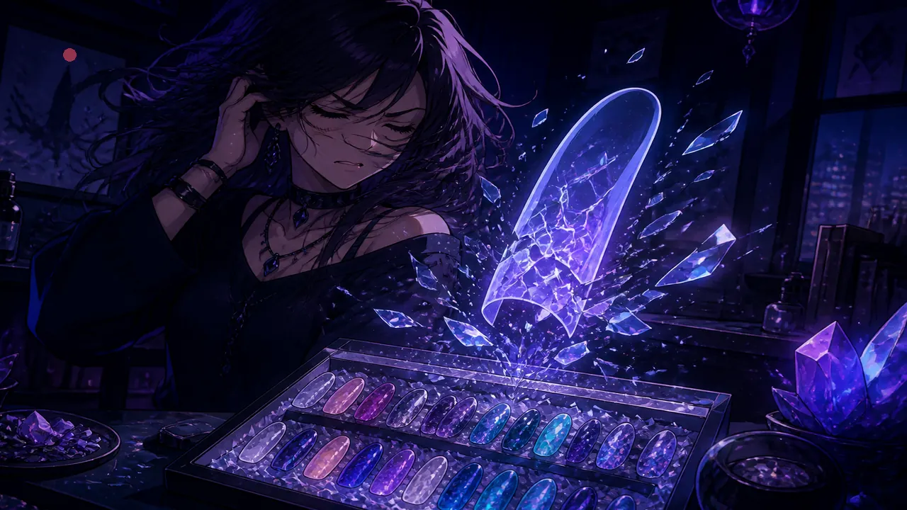 Anime caution scene with cracked fake tip hologram over chips — no-formula
