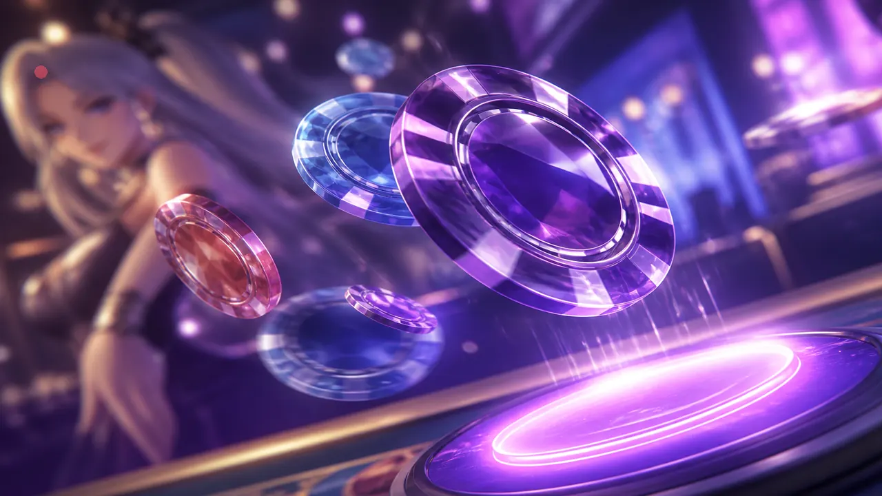 Crystal colour chips flying toward a glowing violet stake — number-kaise