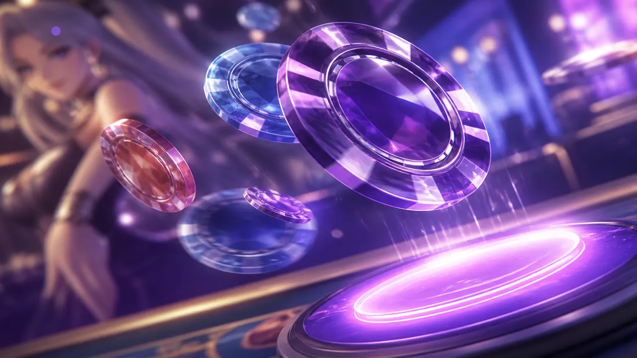 Crystal colour chips flying toward a glowing violet stake — where-to-play